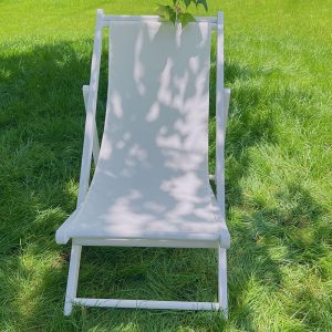 White Outdoor Folding Deck Chair